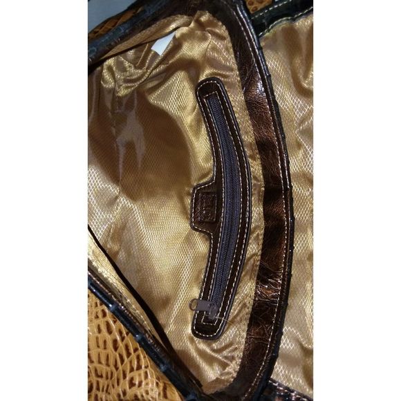 M.C. Marc Chantal Purse 2Tone Brown CROCO Leather Western Crossbody Shoulder Bag - Picture 8 of 9
